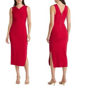 NWT Ted Baker “Mikella” bodycon midi dressing bright pink (almost red) Size 6